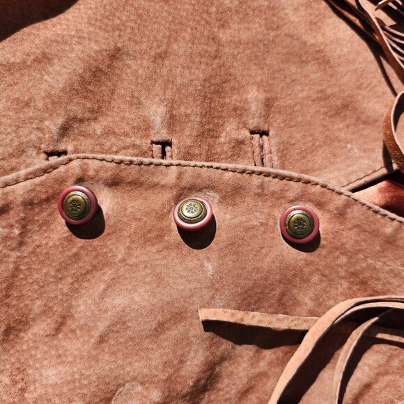 VINTAGE CAVIAR Leather Fringe Tassel Vest Women's Size Small Western Wear Brown - Picture 8 of 8